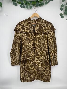 Vintage 1980s Victor Costa for Neiman Marcus Blazer & Skirt Brown Gold Suit